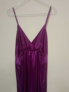 Purple Satin Robe with Lace &amp; inner dress