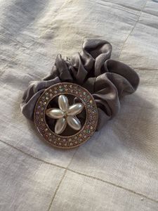 Elegant Pearl Flower Scrunchie
