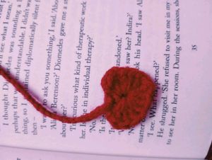 red heart crochet bookmark