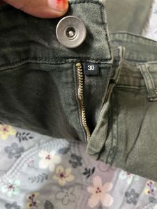 Olive Green Denim Jeans