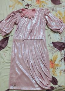 Pink Velvet Dress Only One Time Wear
