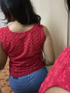Red Floral Embroidered Top (brand new)