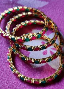 Vibrant Emerald &amp; Ruby colour Bangles