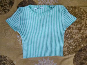 h&m Ribbed Knit Short Sleeve Top