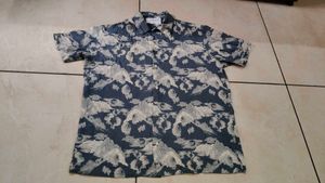 Retro Mountain Print Button-Up Shirt