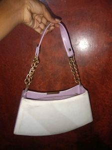 White &amp; Lavender Shoulder &amp; Sling Bag With strap