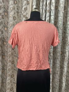 Coral Pink Cropped T-Shirt
