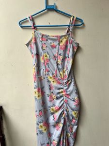 Floral Ruched Bodycon Maxi Dress 🌸