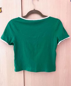 H&amp;M Green Square Neck Crop Top