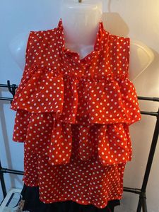 Red Polka Dot Ruffle Top