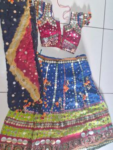 Vintage Indian Embroidered Lehenga Set