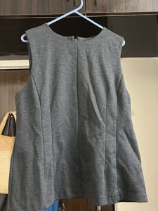 Classic Grey Sleeveless Peplum Top