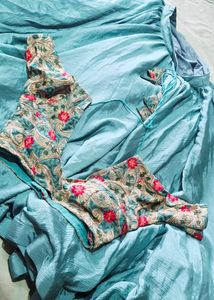 Elegant Teal  ghaghra with Embroidered Blouse