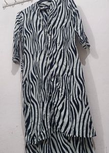 Zebra Print Button-Down Midi Dress