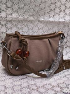 Chic Grey Handbag with Cherry Charms