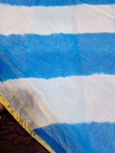Stunning Blue &amp; White Striped Saree