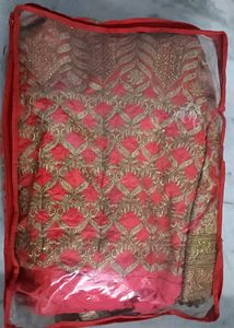Stunning Coral &amp; Gold Embroidered Lehenga Choli