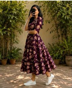Beautiful Floral Print Maxi Dress_All size