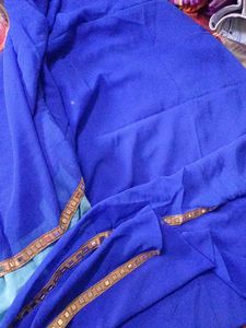 Royal Blue Saree with Mirror Work Border