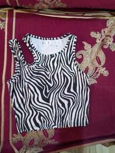 Zebra Print Cutout Tank Top