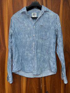 DNMX Men's Blue Striped Casual Shirt | Size( Mediu