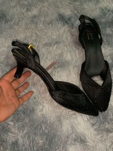 Sparkling Black Heeled Flats