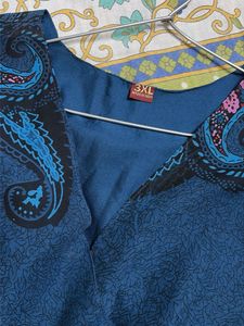 Teal blue Dress printed pattern