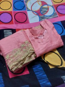 pakistani Beautiful Pink sharara Set with Gold Emb
