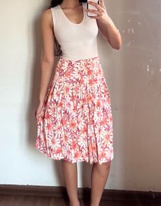 Floral Pleated Midi Skirt