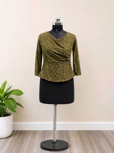Chic Olive Green Wrap Top