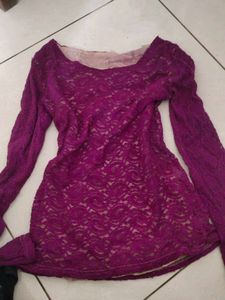 2000s Purple Lace Long Sleeve Top