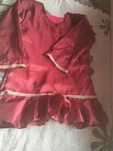 Beautiful Maroon Kurta with Golden Trim