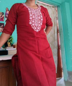 Beautiful Red Embroidered Kurta