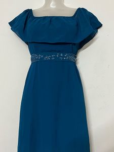 AND BRANDED Teal Maxi Dress with Ruffle Neckline