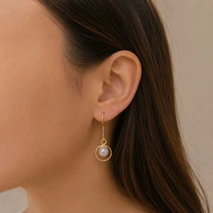 Elegant real Pearl Hoop Earrings