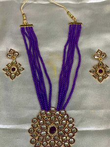 Elegant Purple Beaded Necklace &amp; Earring Set