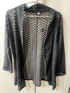 Sheer Black Chevron Cardigan
