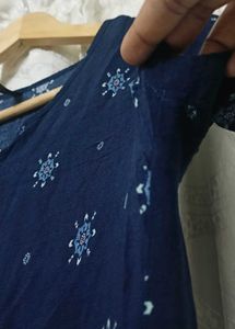 Chic Navy Blue Patterned Midi Dress
