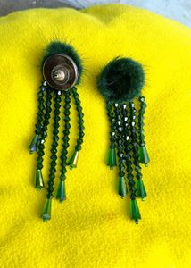 New Elegant Green Beaded Drop Earrings