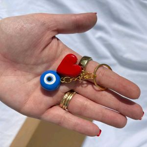 Evil Eye and Heart Keychain