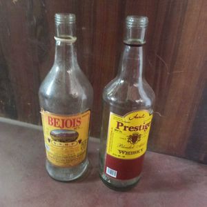 Set of 4 Empty Glass Bottles