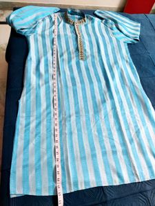 Men's Sky Blue Striped Kurta