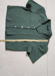 Olive Green Textured Crop Top