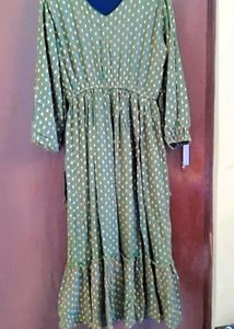 Green Polka Dot Flared Dress