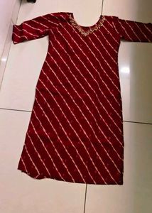 Elegant Maroon Kurta with Embellished Neckline