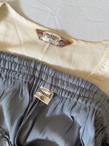 Elegant Cream Kurta and Grey Pants Set