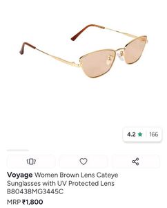Voyage Women Brown Lens Cateye Sunglasses