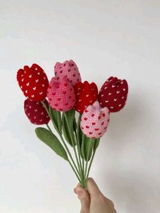Crochet Heart Tulip Bouquet