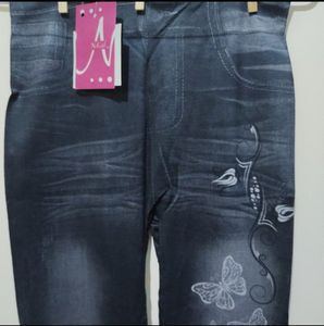 NGal Denim Print Black Grey Legging Jeggings