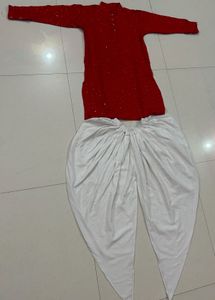 Red Kurta Dhoti Set